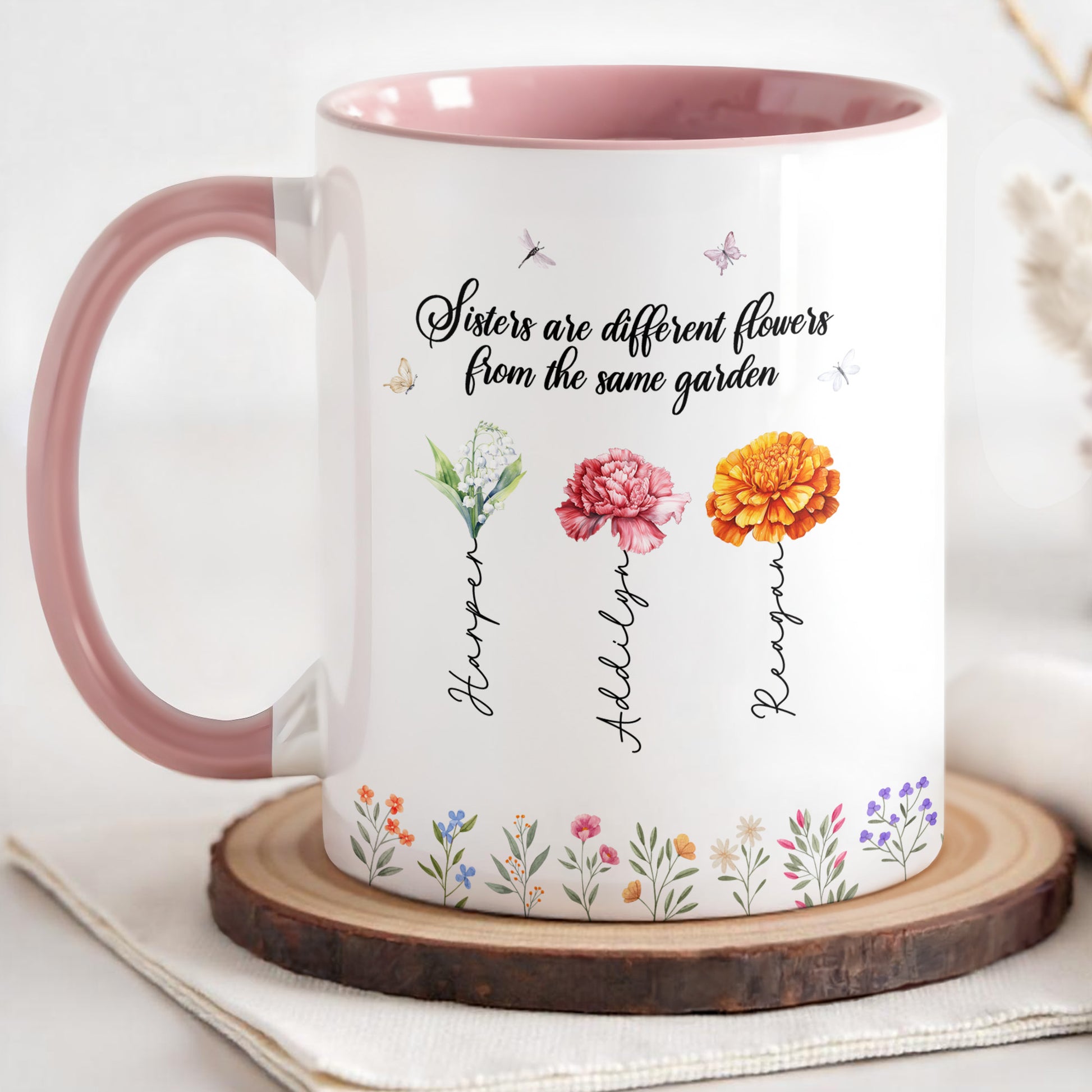 Sisters Are Different Flowers From The Same Garden, Flowers and Butterflies