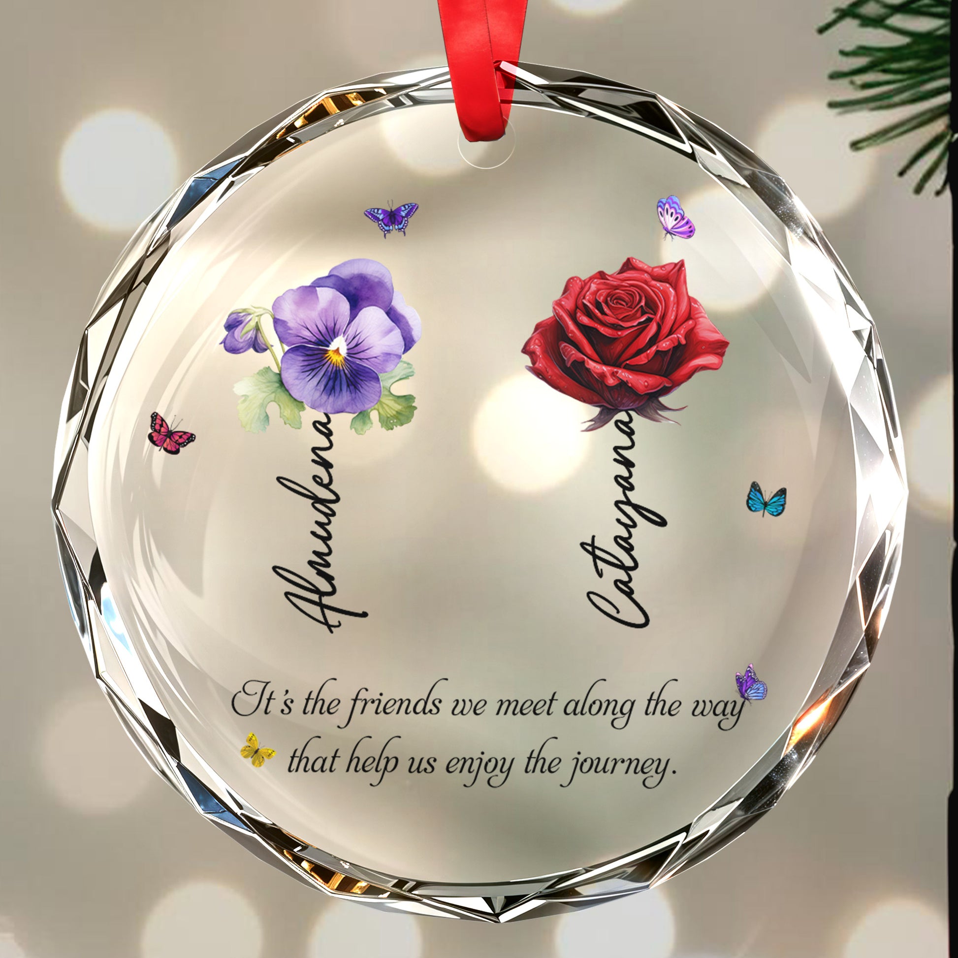 Enjoy The Journey With Friends Glass Ornament