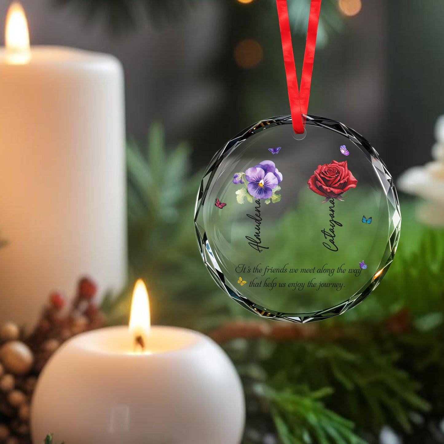 Enjoy The Journey With Friends Glass Ornament