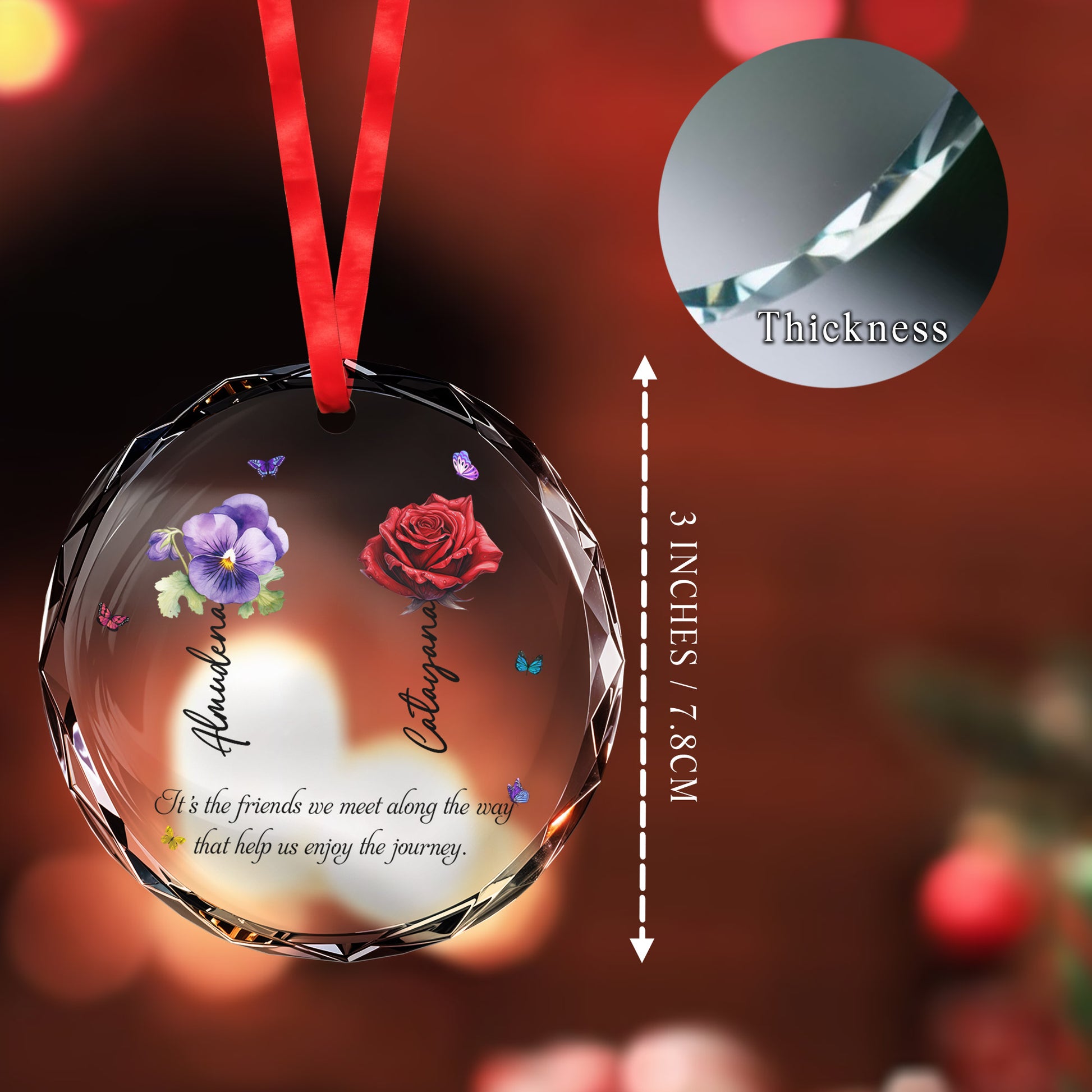 Enjoy The Journey With Friends Glass Ornament