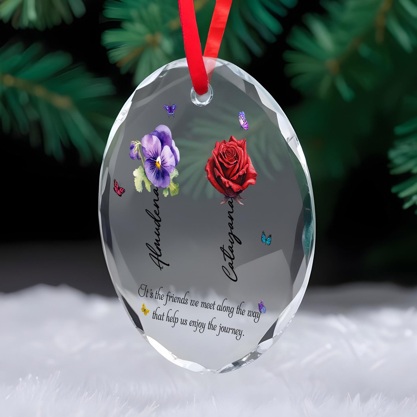 Enjoy The Journey With Friends Glass Ornament