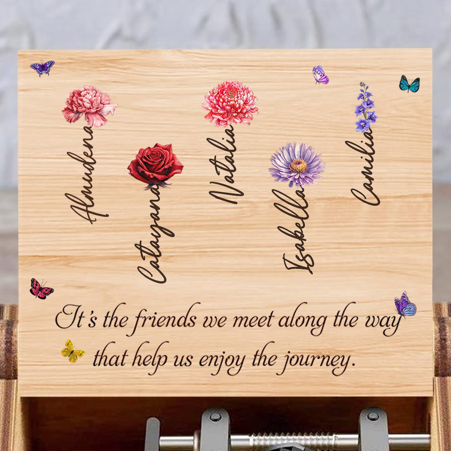 Enjoy The Journey Music Box With Flowers And Butterflies