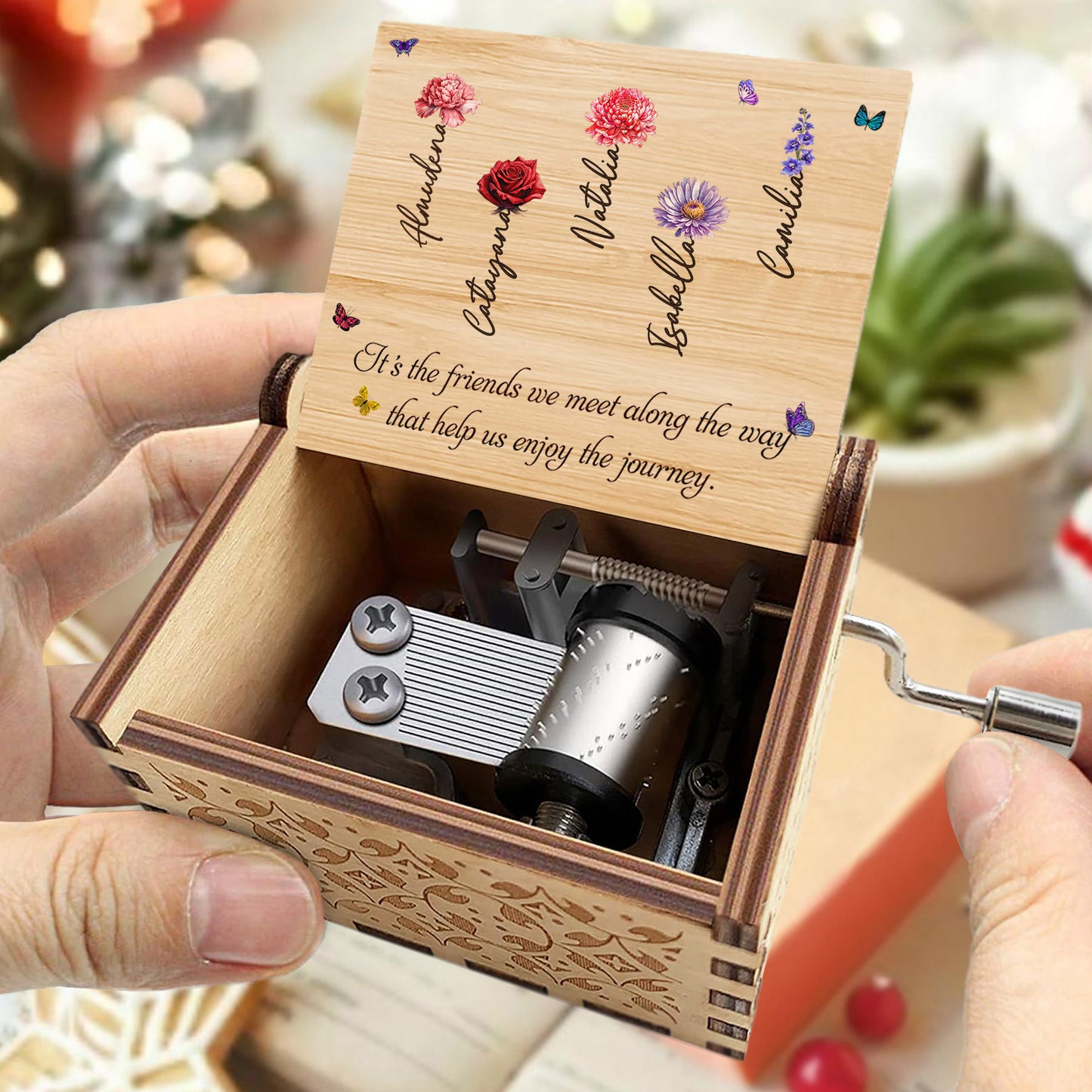 Enjoy The Journey Music Box With Flowers And Butterflies