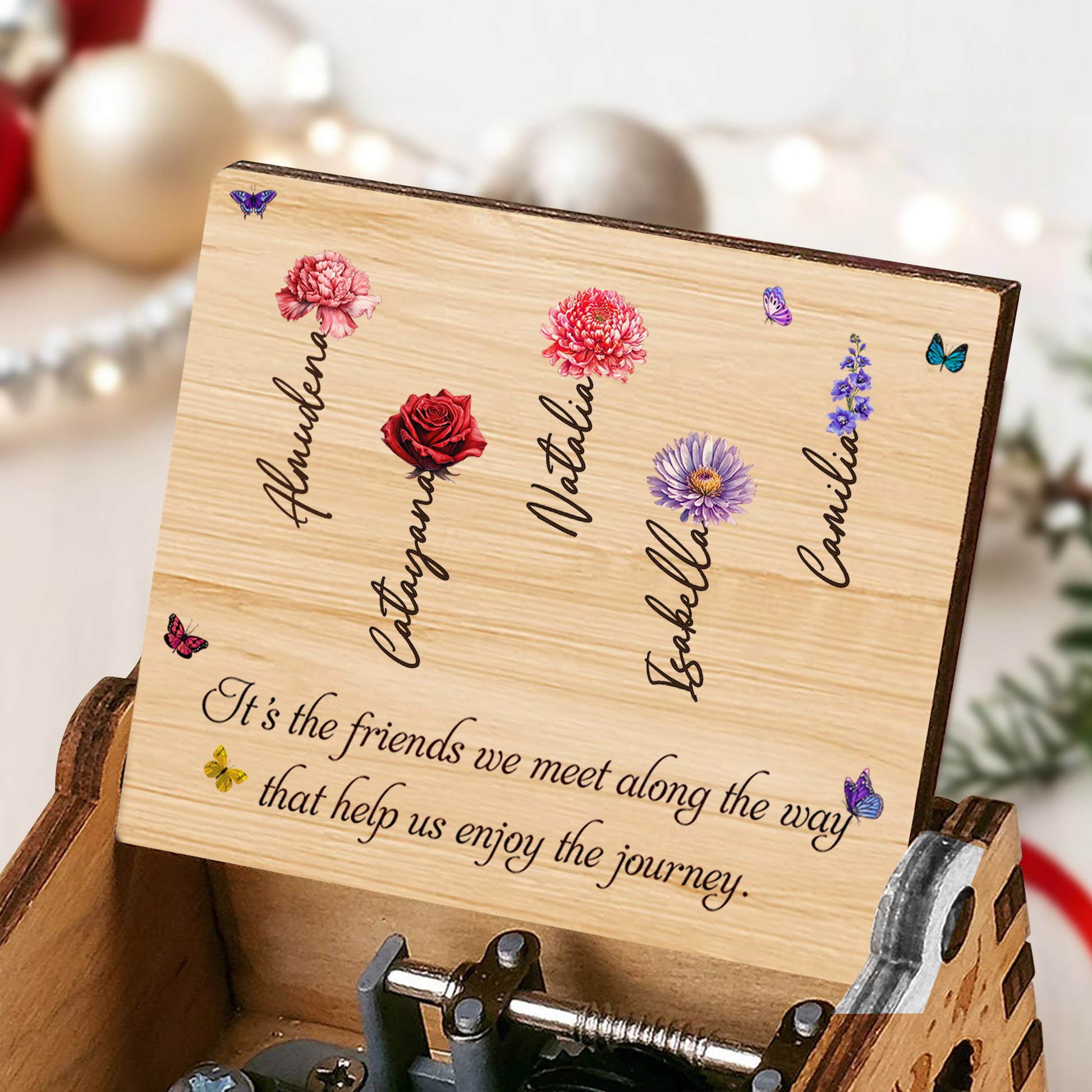 Enjoy The Journey Music Box With Flowers And Butterflies