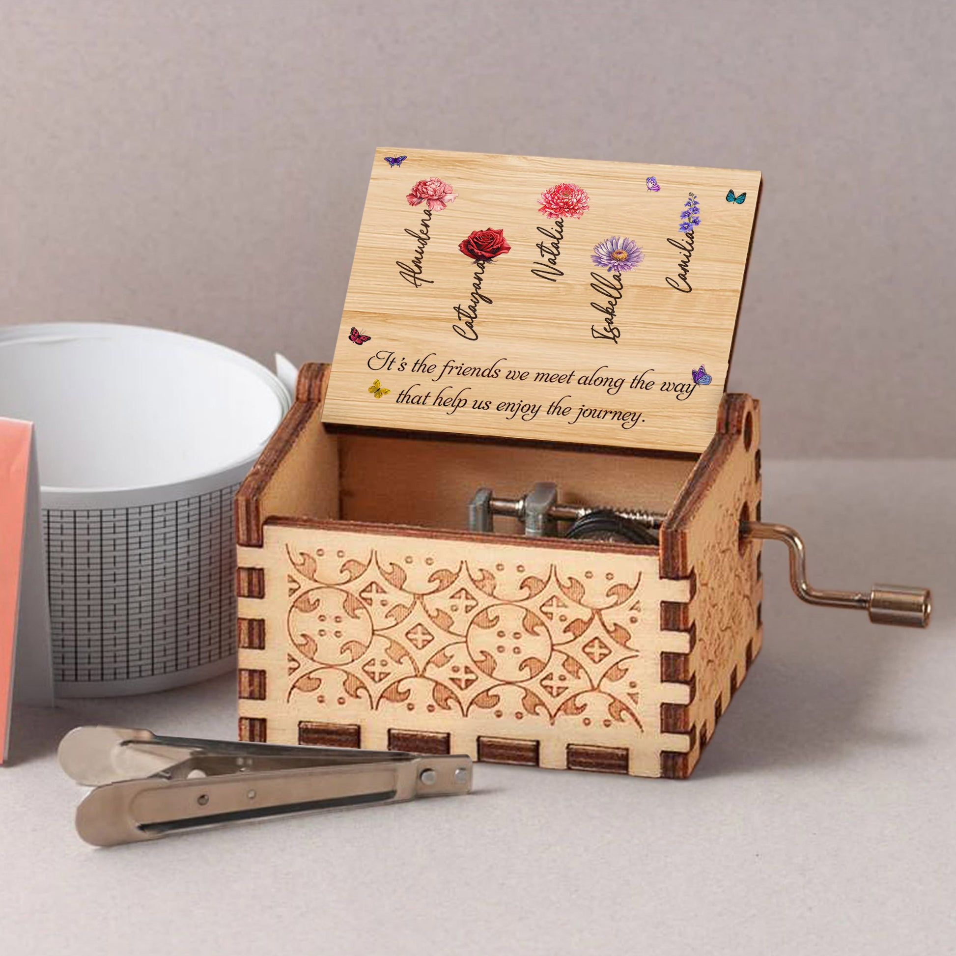 Enjoy The Journey Music Box With Flowers And Butterflies