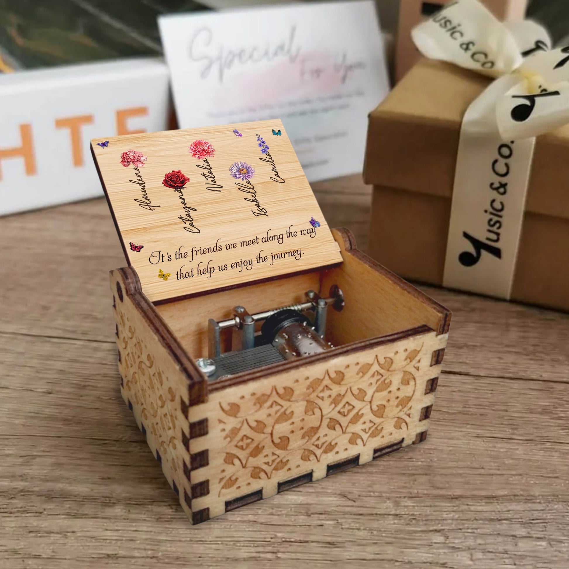 Enjoy The Journey Music Box With Flowers And Butterflies