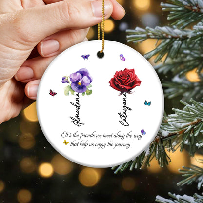 Enjoy The Journey With Friends Ornament - Personalized Custom Ceramic Ornament With Round Shape - BST044_RCE