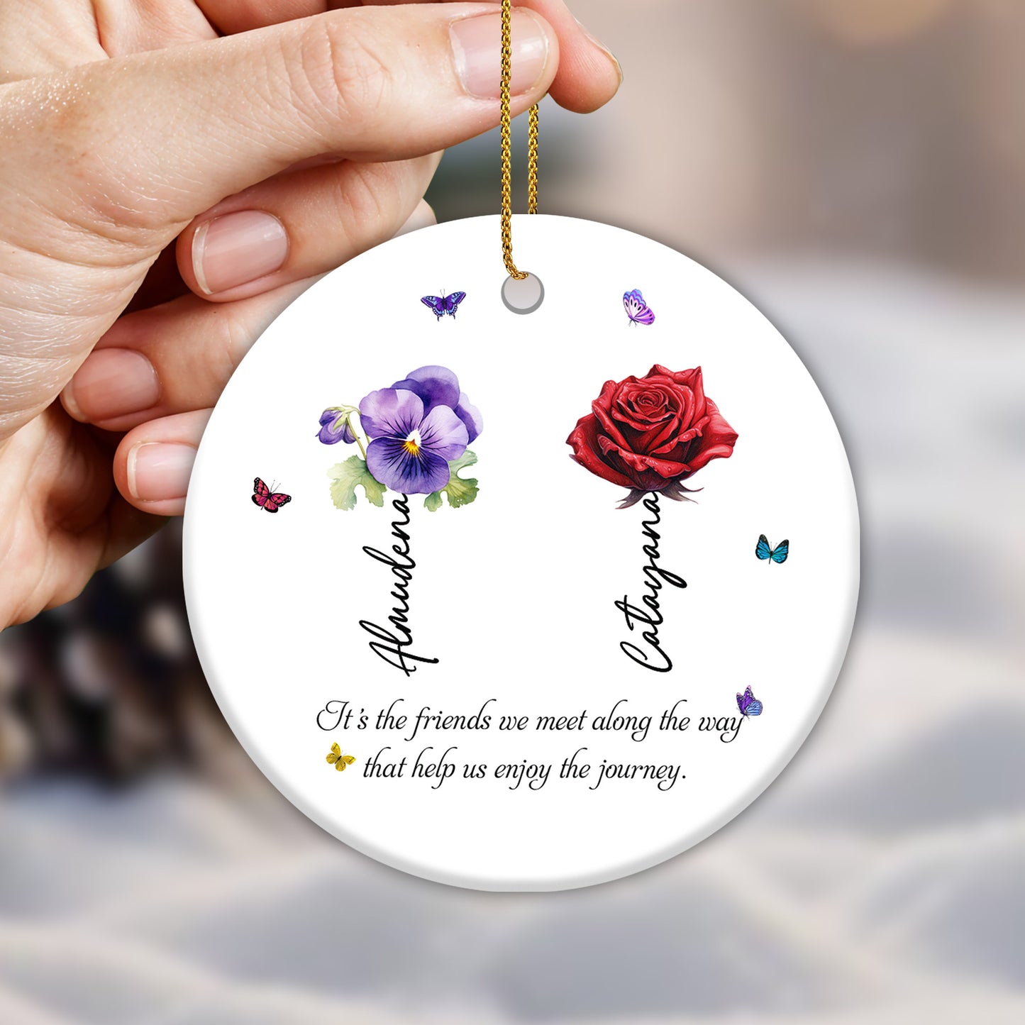 Enjoy The Journey With Friends Ornament - Personalized Custom Ceramic Ornament With Round Shape - BST044_RCE