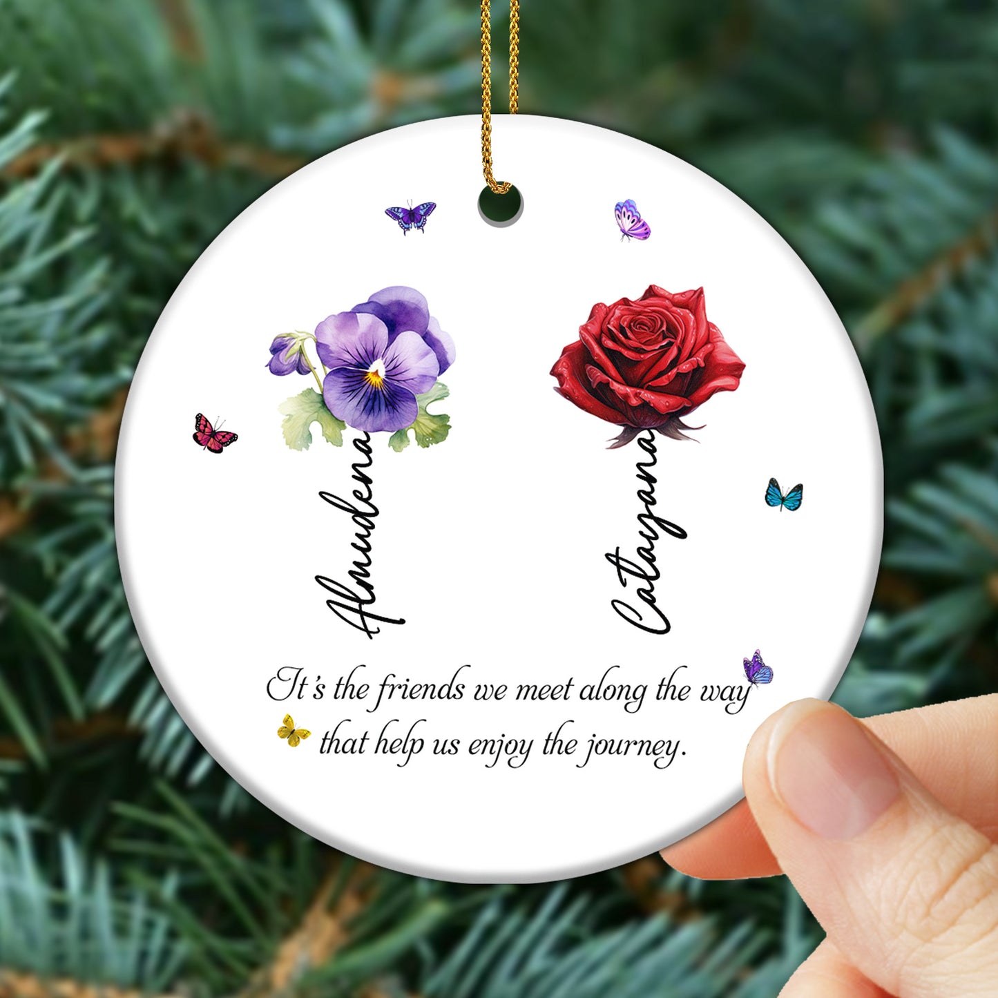 Enjoy The Journey With Friends Ornament - Personalized Custom Ceramic Ornament With Round Shape - BST044_RCE