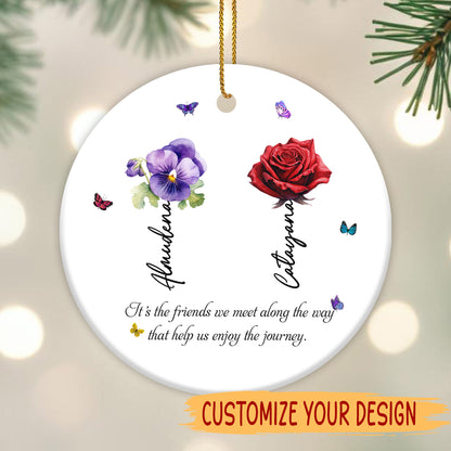 Enjoy The Journey With Friends Ornament - Personalized Custom Ceramic Ornament With Round Shape - BST044_RCE