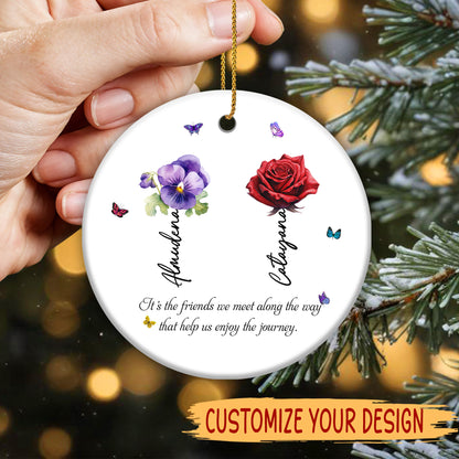 Enjoy The Journey With Friends Ornament - Personalized Custom Ceramic Ornament With Round Shape - BST044_RCE