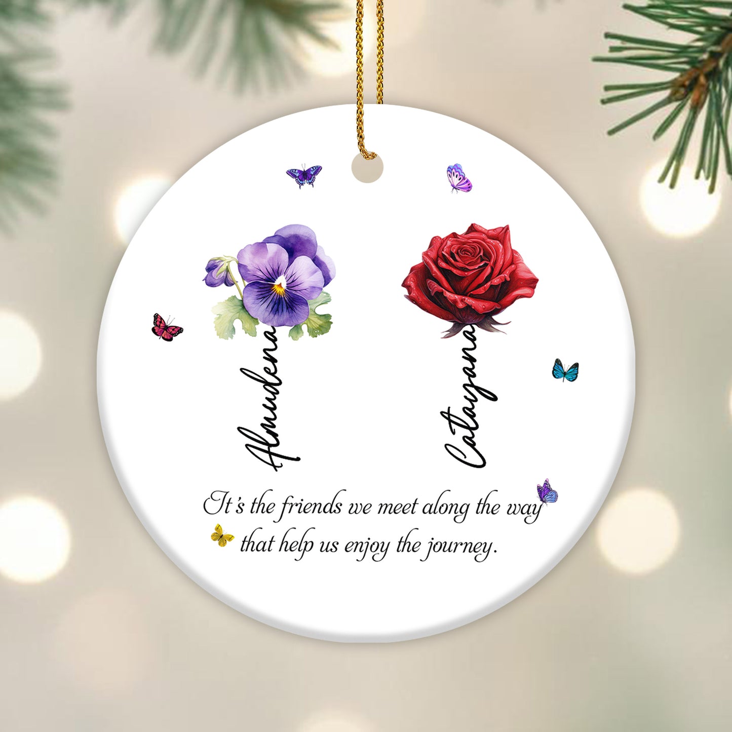 Enjoy The Journey With Friends Ornament - Personalized Custom Ceramic Ornament With Round Shape - BST044_RCE