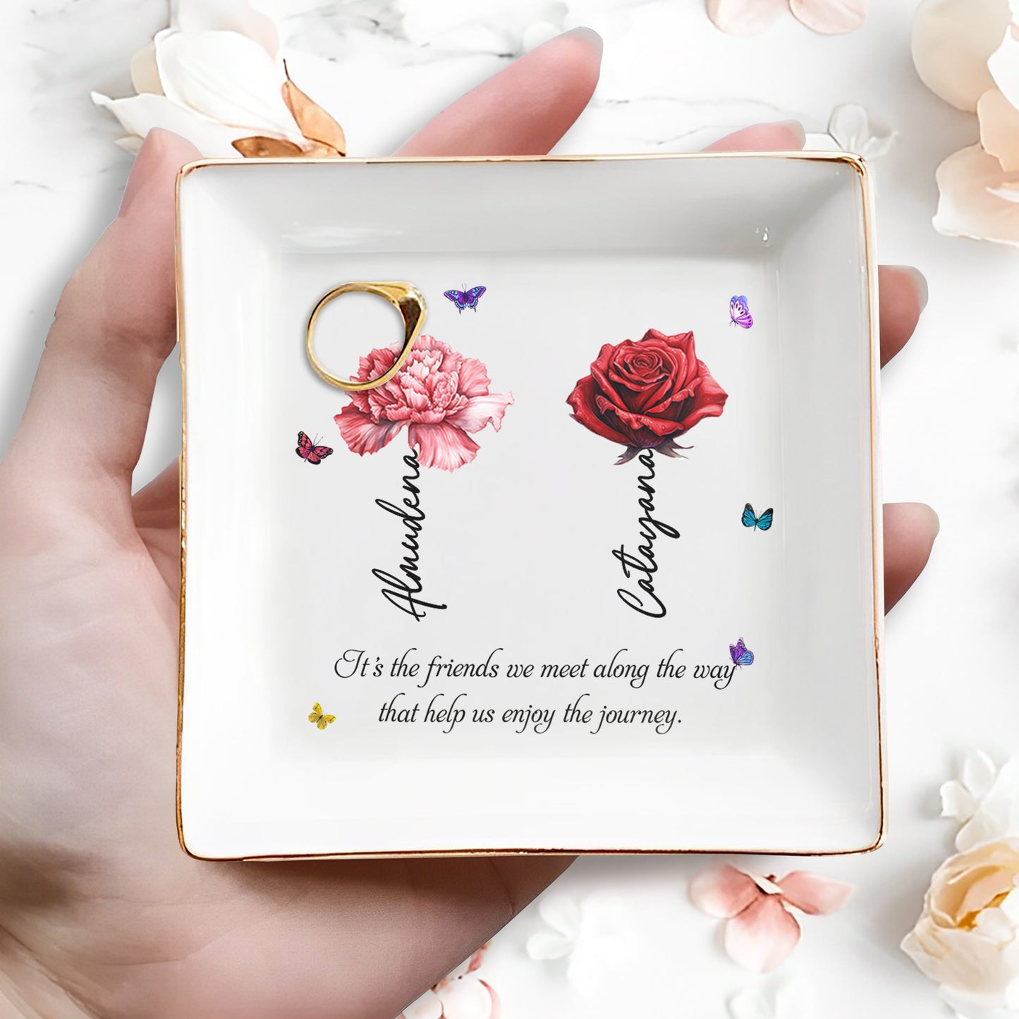 Enjoy The Journey Friendship Quote Jewelry Dish