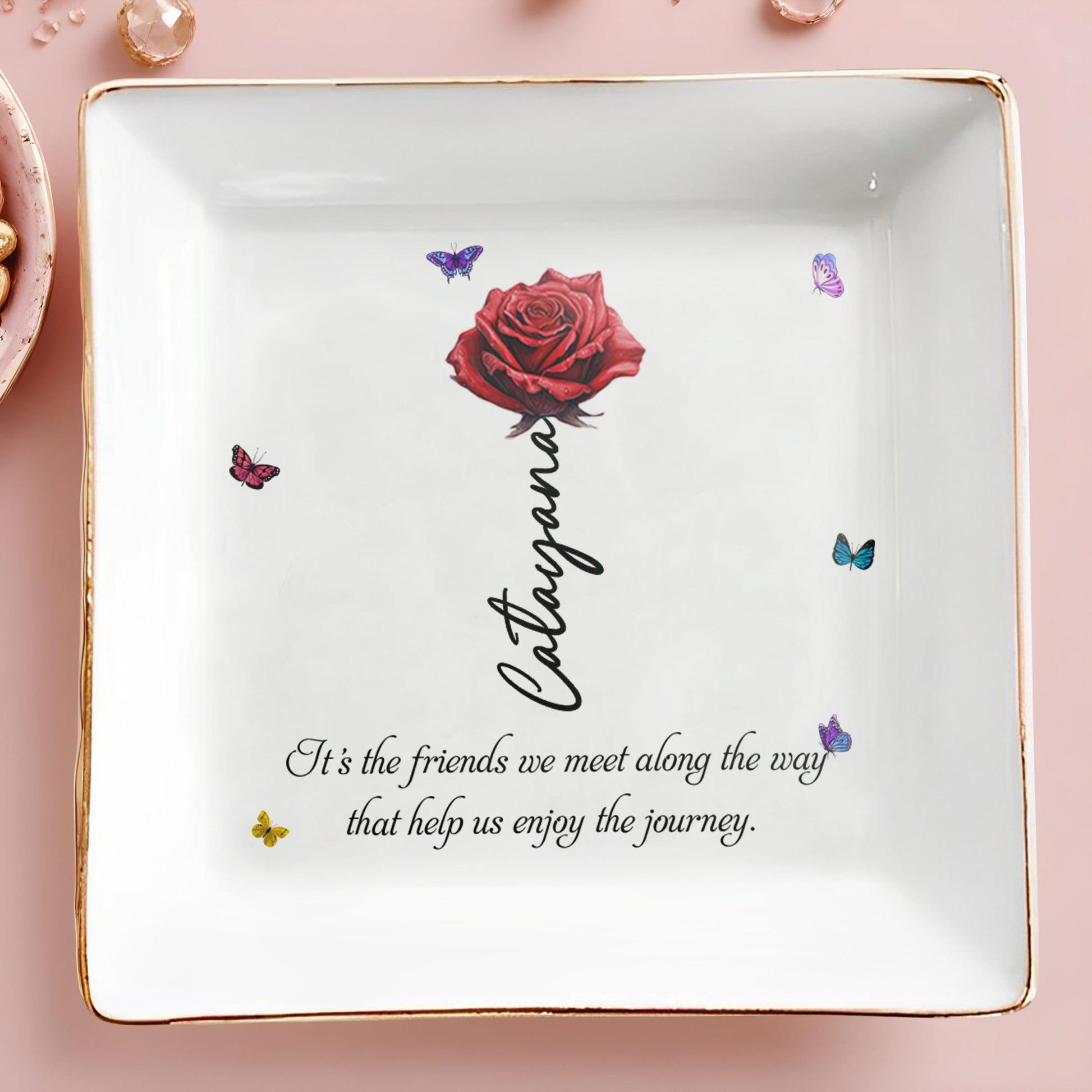 Enjoy The Journey Friendship Quote Jewelry Dish