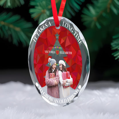 It Takes A Long Time To Grow An Old Friend Ornament - Personalized Custom Circle Glass Ornament - BST045_CGOR