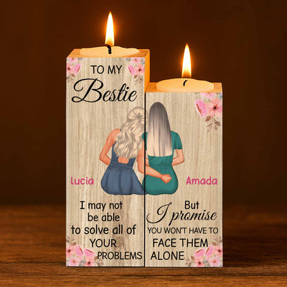 À ma meilleure amie, je promets que tu n'affronteras pas les problèmes seule - Bougeoir personnalisé - BST046_CAHOW