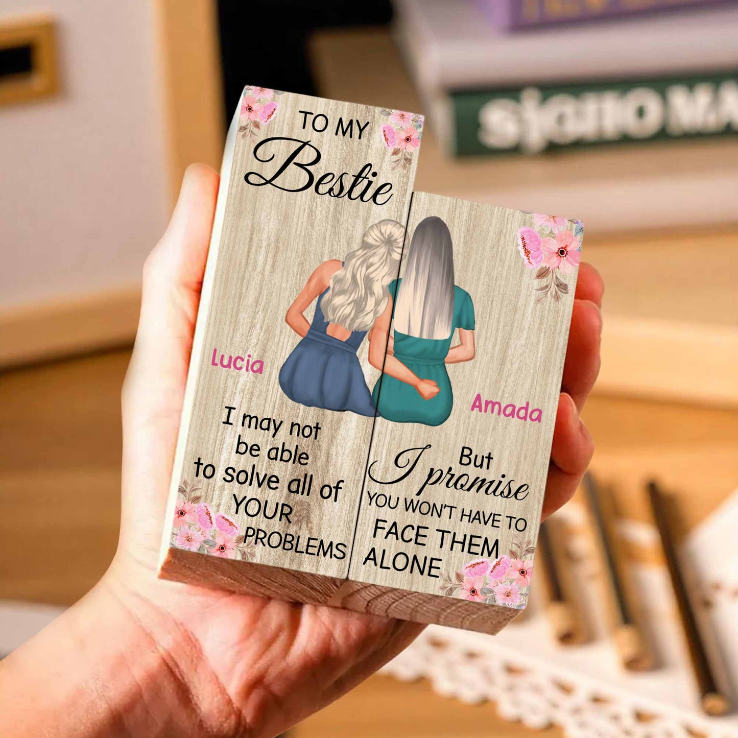 À ma meilleure amie, je promets que tu n'affronteras pas les problèmes seule - Bougeoir personnalisé - BST046_CAHOW