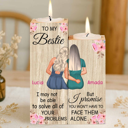 À ma meilleure amie, je promets que tu n'affronteras pas les problèmes seule - Bougeoir personnalisé - BST046_CAHOW