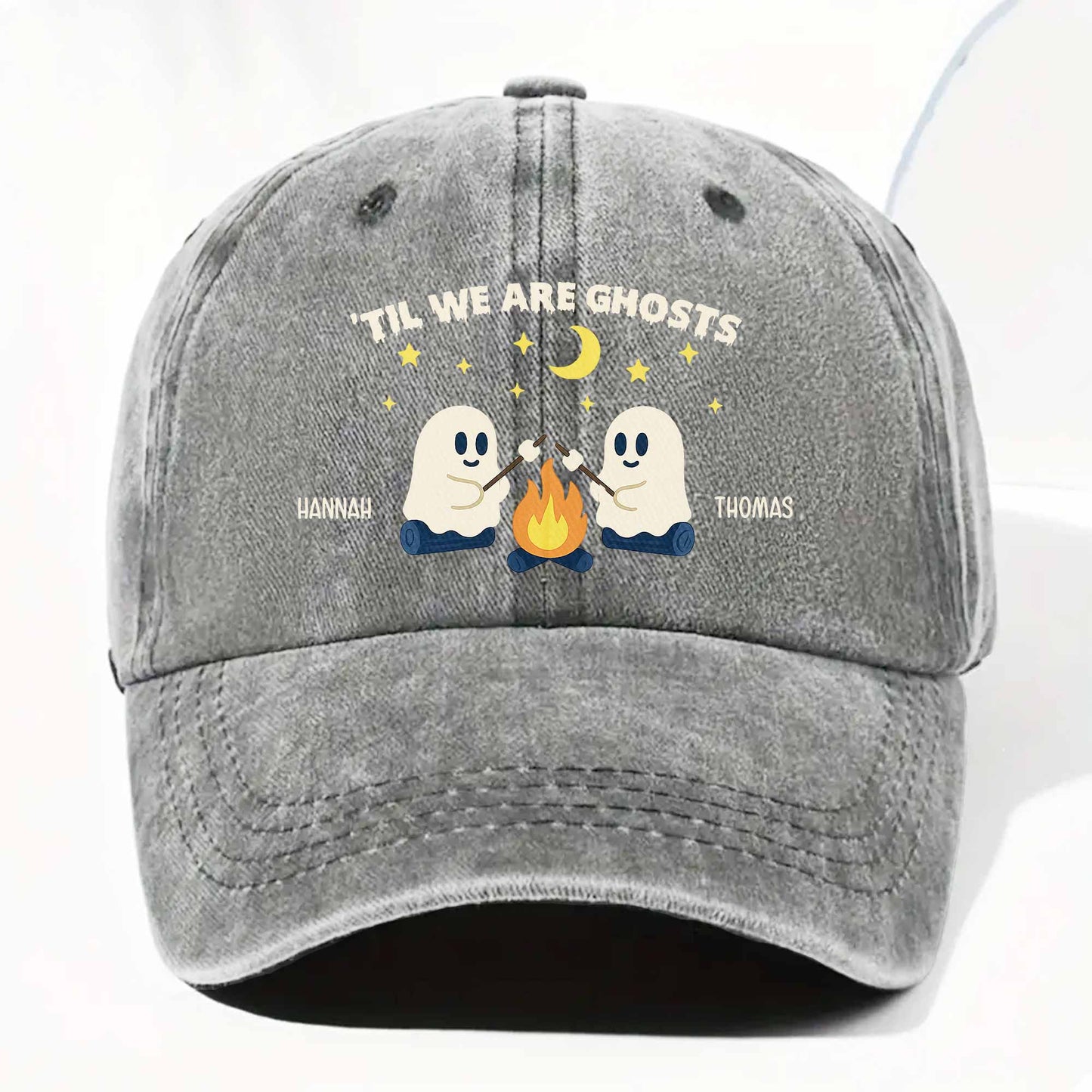 'Til We Are Ghosts, Ghosts Around A Campfire - Personalized Custom Washed Denim Cap - BST048_WDCAP