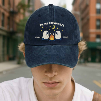 'Til We Are Ghosts, Ghosts Around A Campfire - Personalized Custom Washed Denim Cap - BST048_WDCAP
