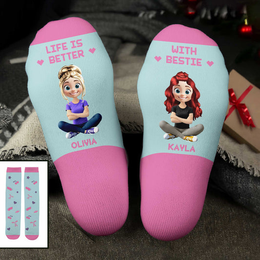 Life Is Better With Bestie And Cartoon Girl Figures