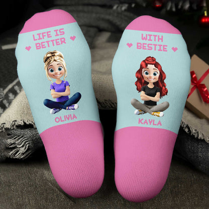 Life Is Better With Bestie And Cartoon Girl Figures