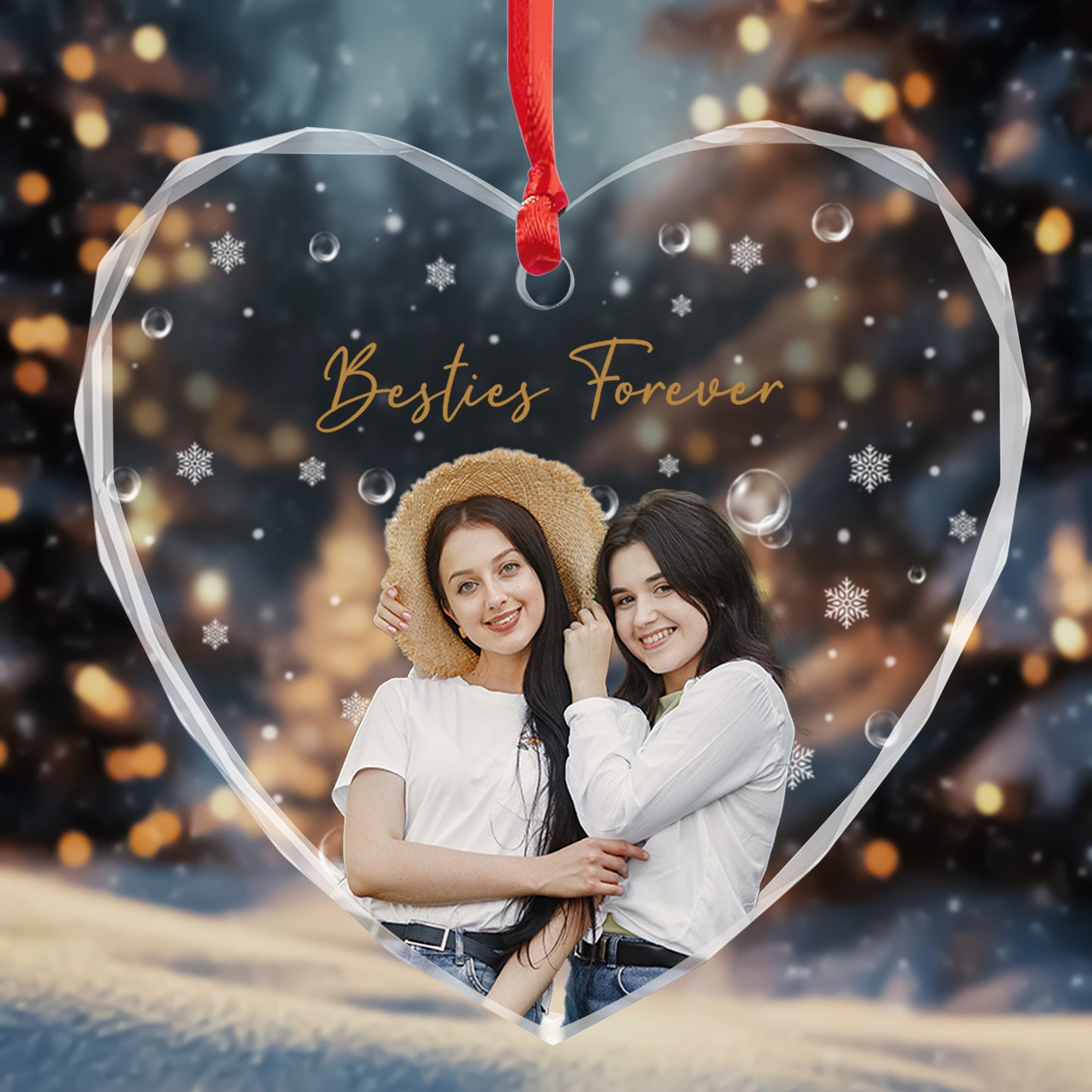 Besties Forever Heart And Snowflakes Design