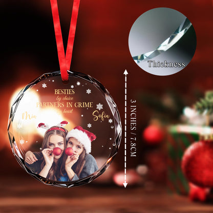 Besties By Choice Partners In Crime Christmas Glass Ornament