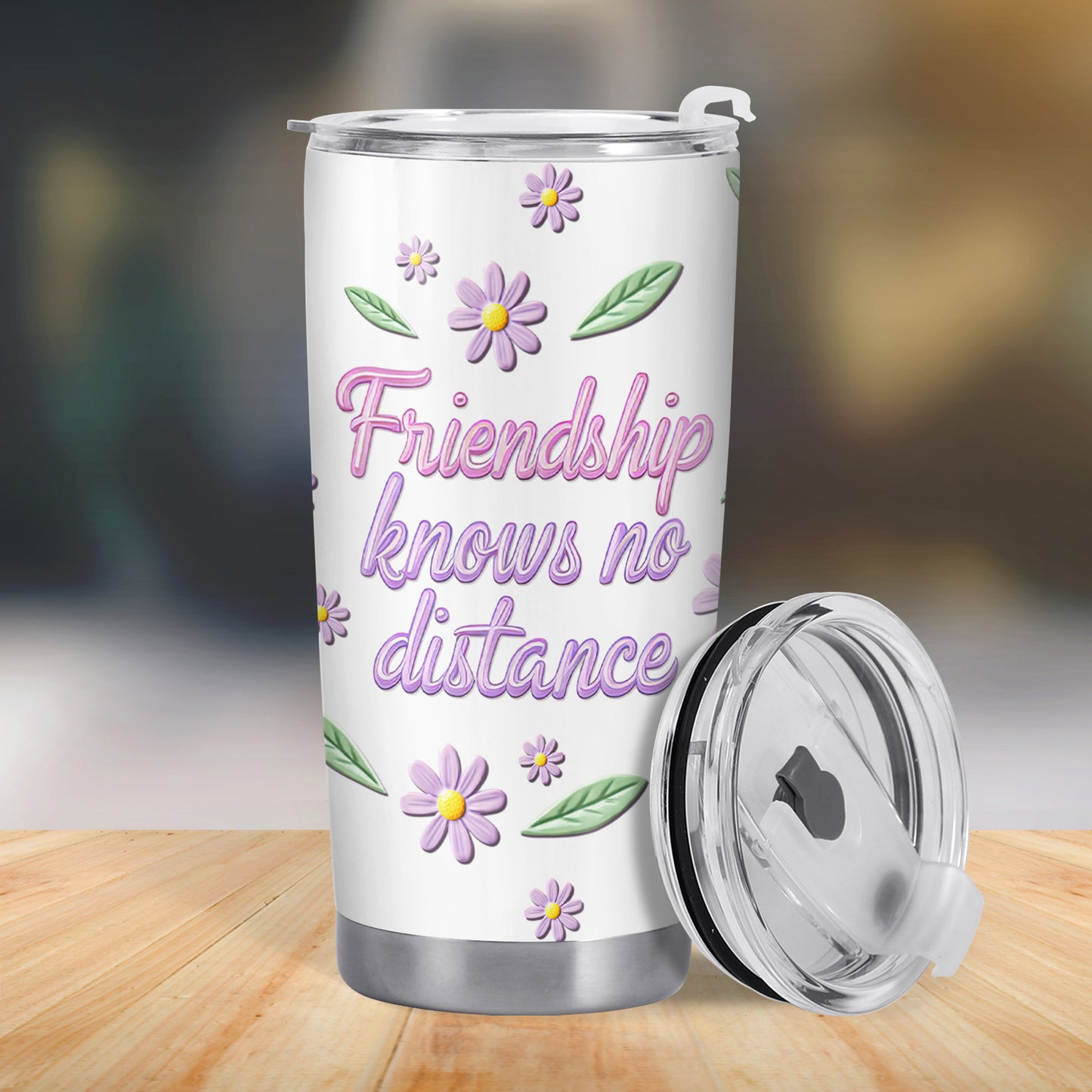 Friendship Knows No Distance With Flowers And State Outlines - Personalized Custom Stainless Steel Tumbler 20oz 30oz - BST053_TB