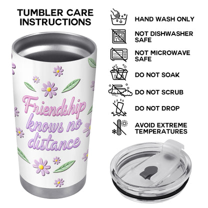 Friendship Knows No Distance With Flowers And State Outlines - Personalized Custom Stainless Steel Tumbler 20oz 30oz - BST053_TB