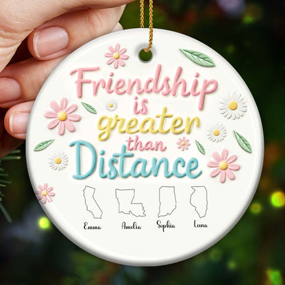 Friendship Is Greater Than Distance With Flowers And State Outlines