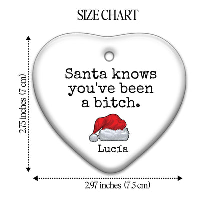 Santa Knows You've Been A Bit Naughty Christmas Ornament