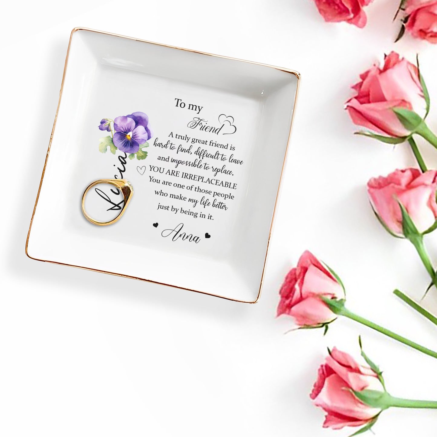 Irreplaceable Friend Heartfelt Message With Pansy Flower