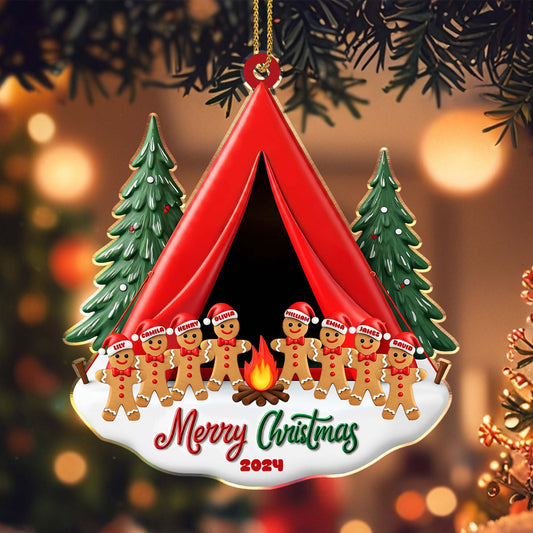 Merry Christmas Gingerbread Men Camping Scene