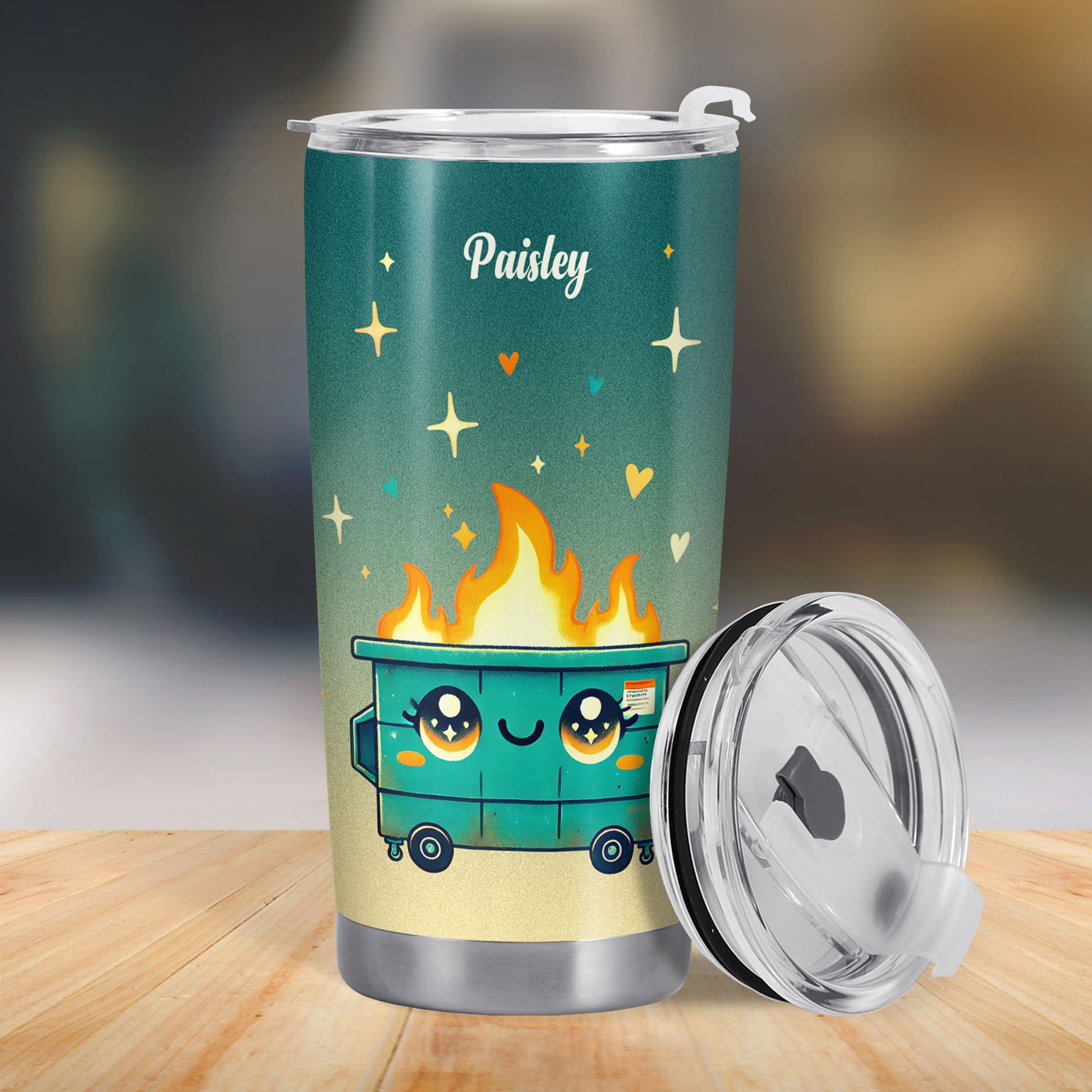 Let It Shine Cute Cart with Flames and Stars Tumbler