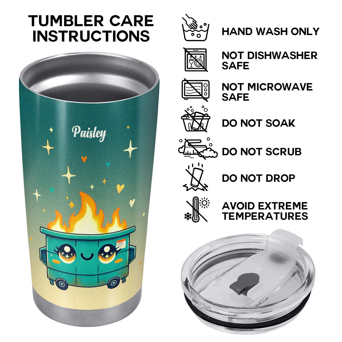 Let It Shine Cute Cart with Flames and Stars Tumbler