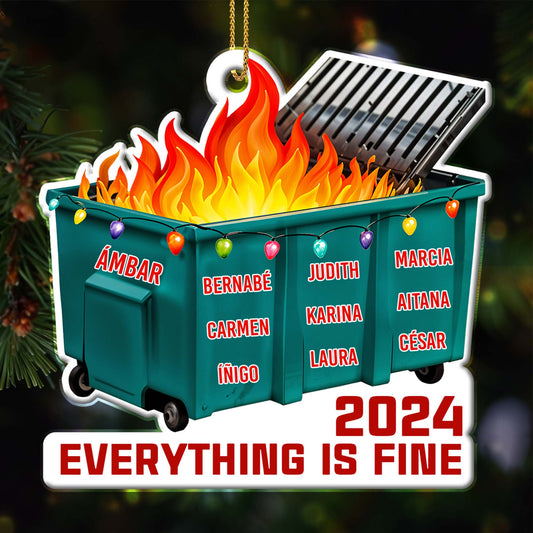 Everything Is Fine Dumpster on Fire with Christmas Lights