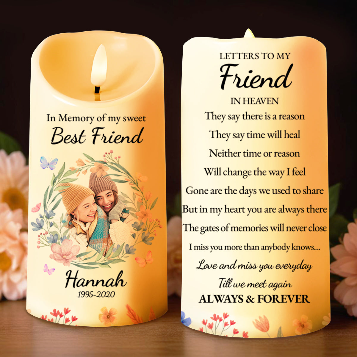 In Memory Of My Sweet Best Friend With Flowers