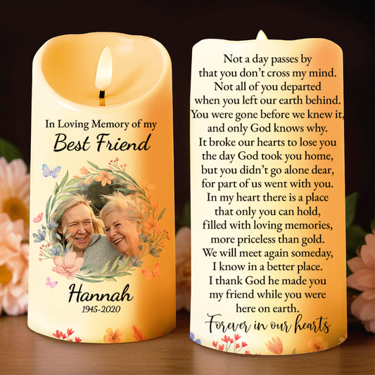 In Loving Memory of My Best Friend Floral Memorial LED Candle