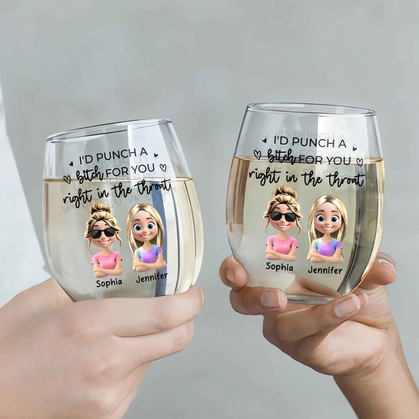 I'd Punch A B*tch For You Right In The Throat, Cartoon Figures And Heart