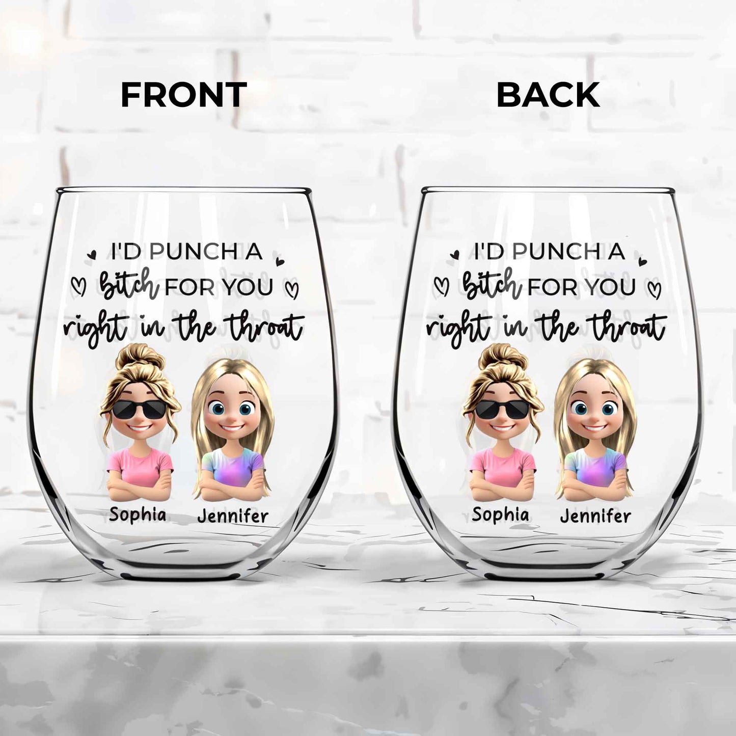 I'd Punch A B*tch For You Right In The Throat, Cartoon Figures And Heart