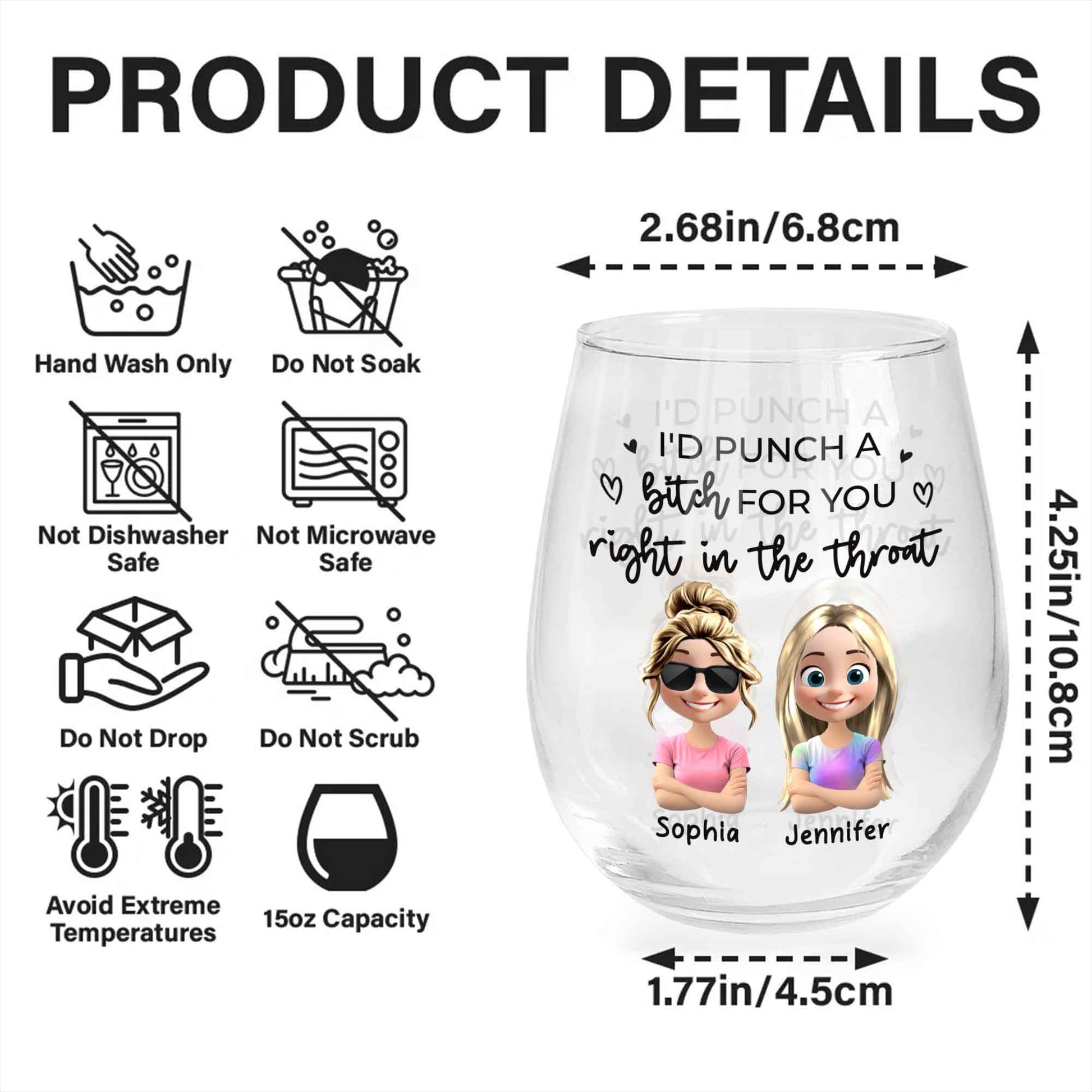 I'd Punch A B*tch For You Right In The Throat, Cartoon Figures And Heart