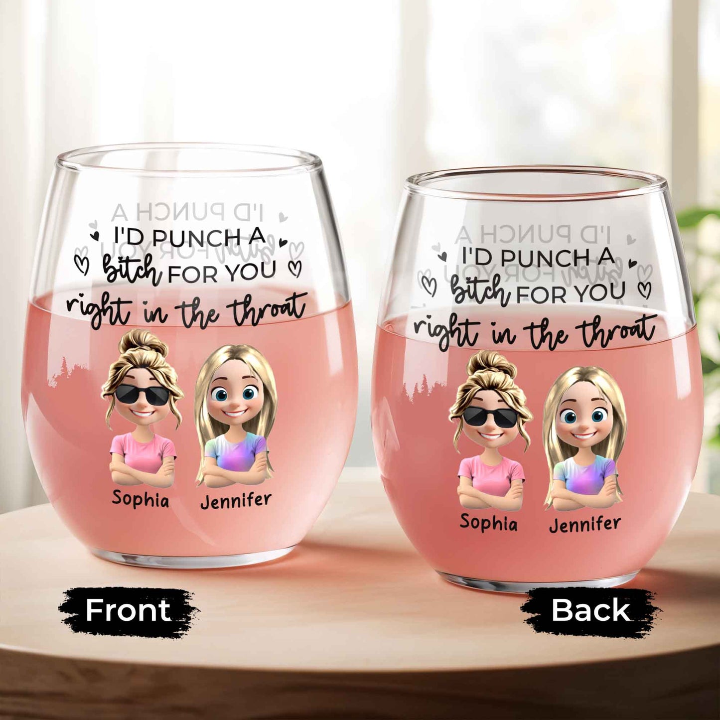 I'd Punch A B*tch For You Right In The Throat, Cartoon Figures And Heart