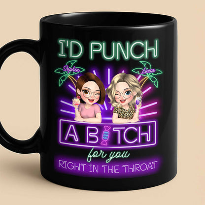 I'd Punch A B*tch For You, Neon Cartoon Friends Mug