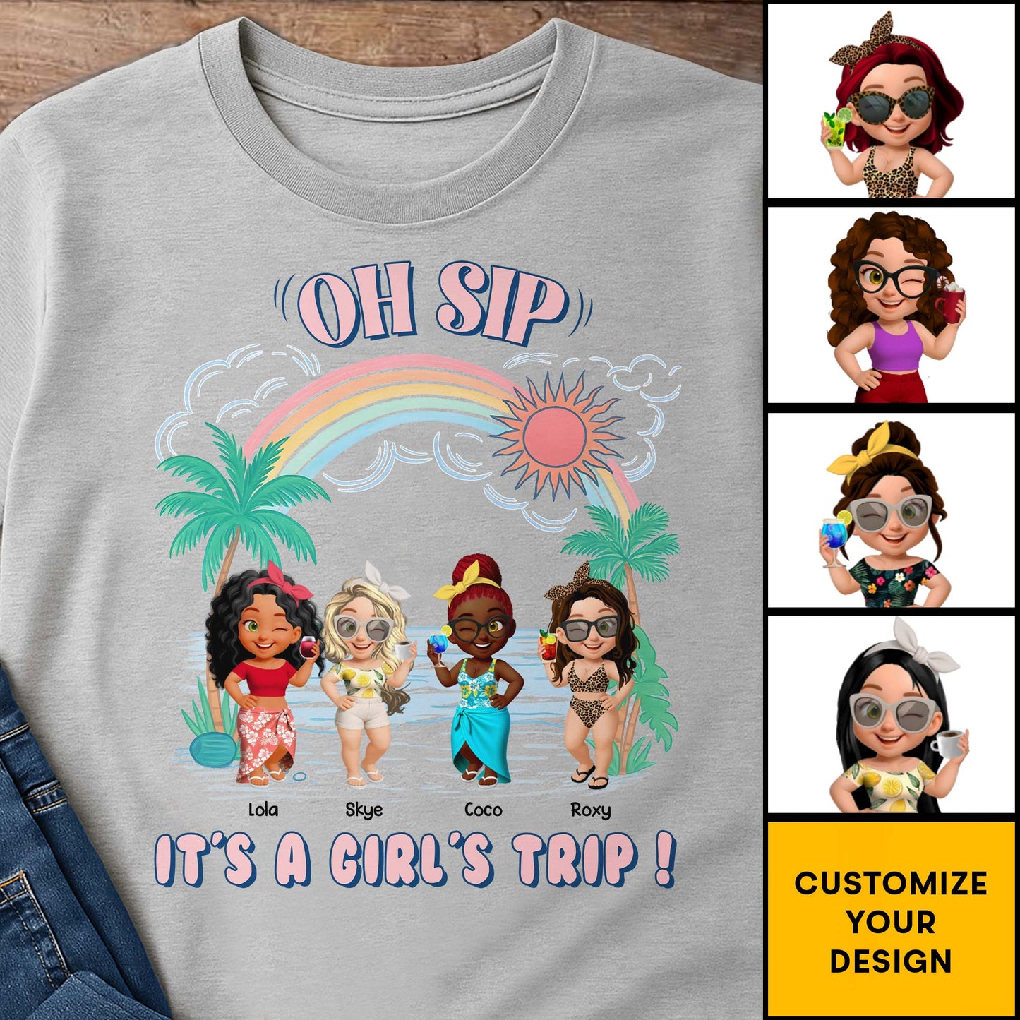 Oh Sip, It's A Girl's Trip With Cartoon Figures