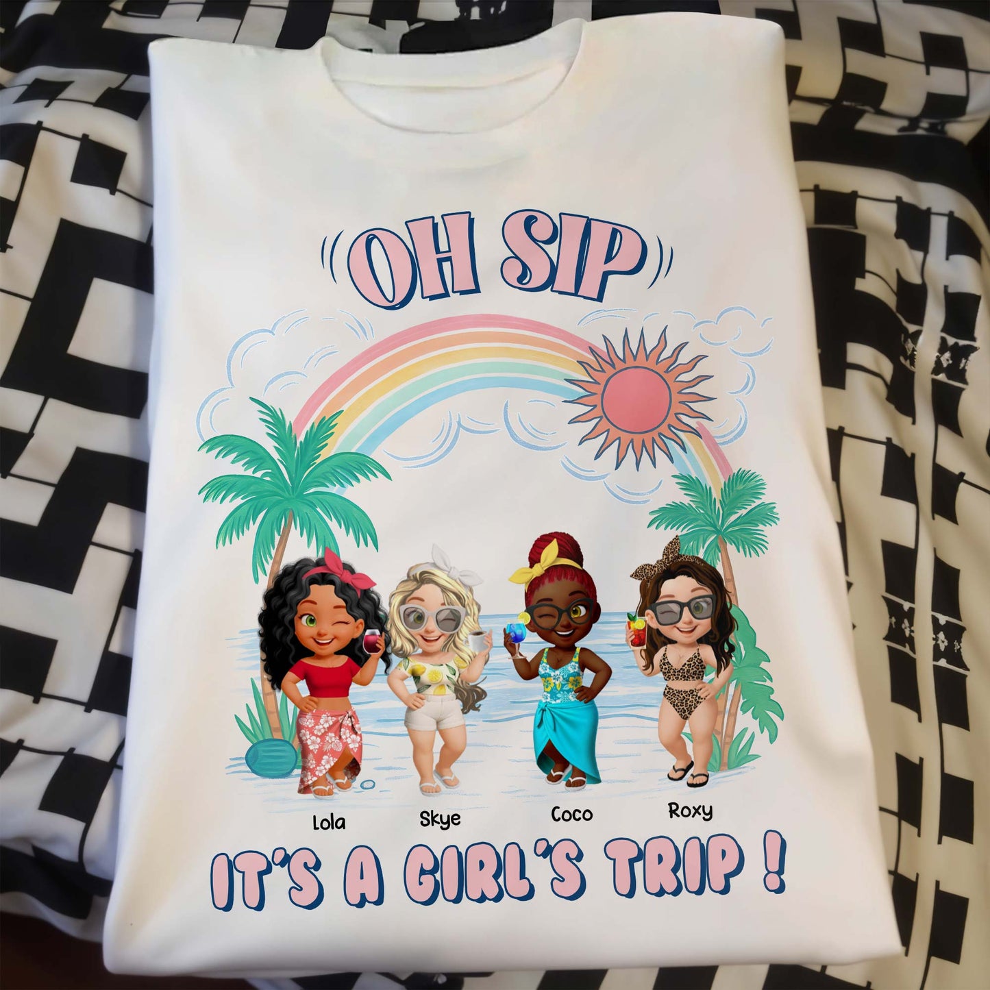 Oh Sip, It's A Girl's Trip With Cartoon Figures