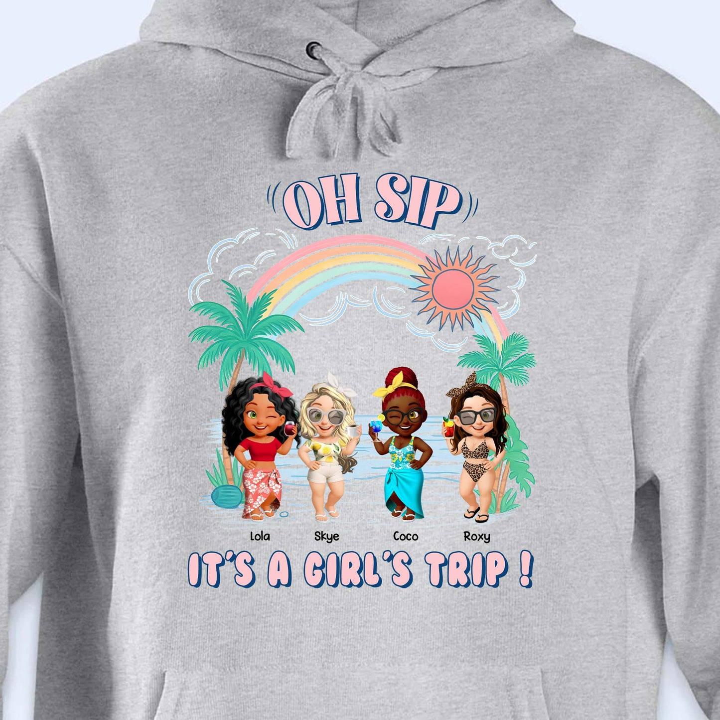 Oh Sip, It's A Girl's Trip With Cartoon Figures