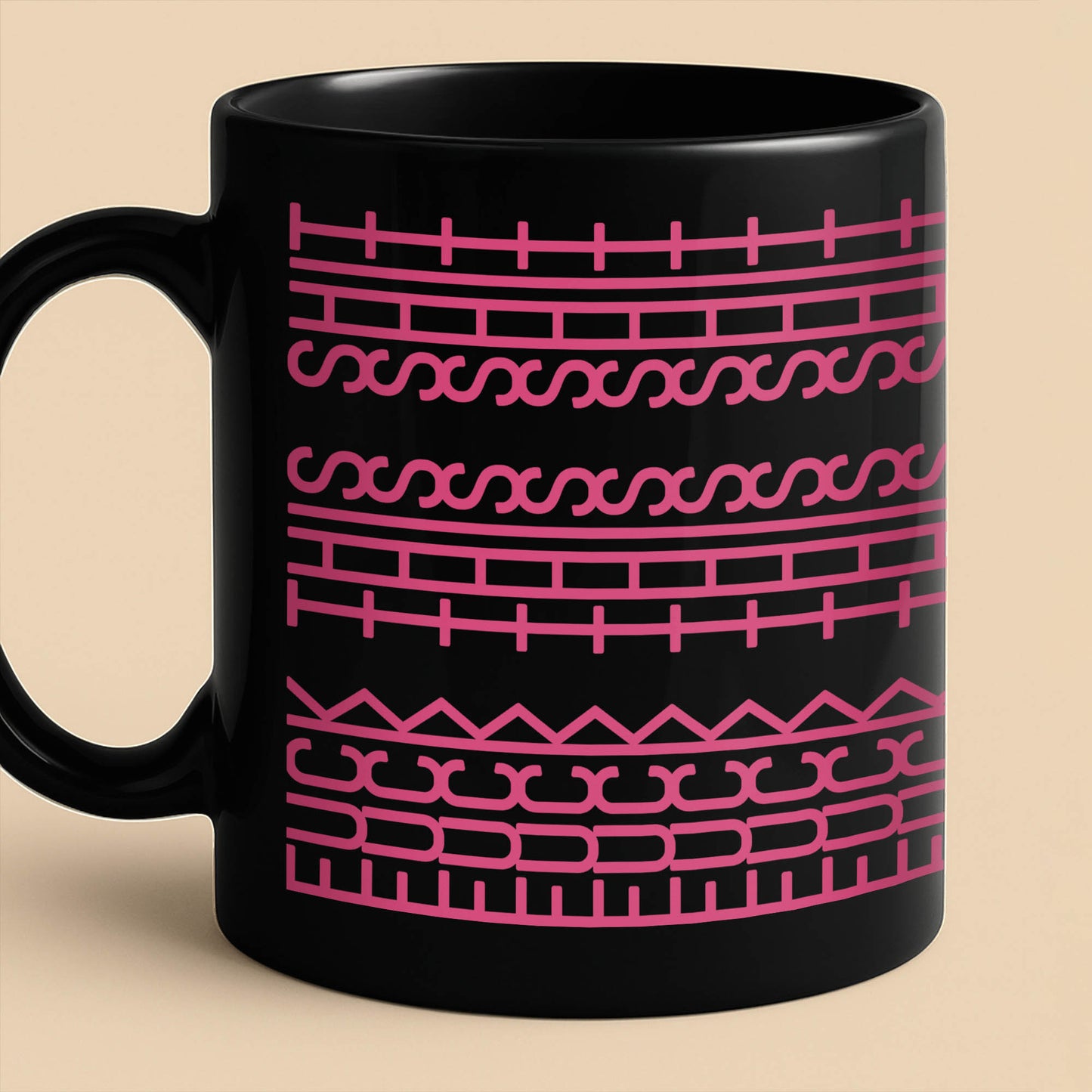 Elegant Pink And Black Geometric Pattern Mug