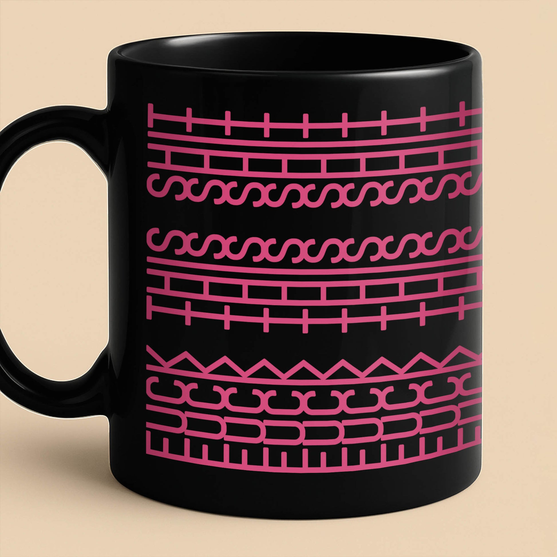 Elegant Pink And Black Geometric Pattern Mug