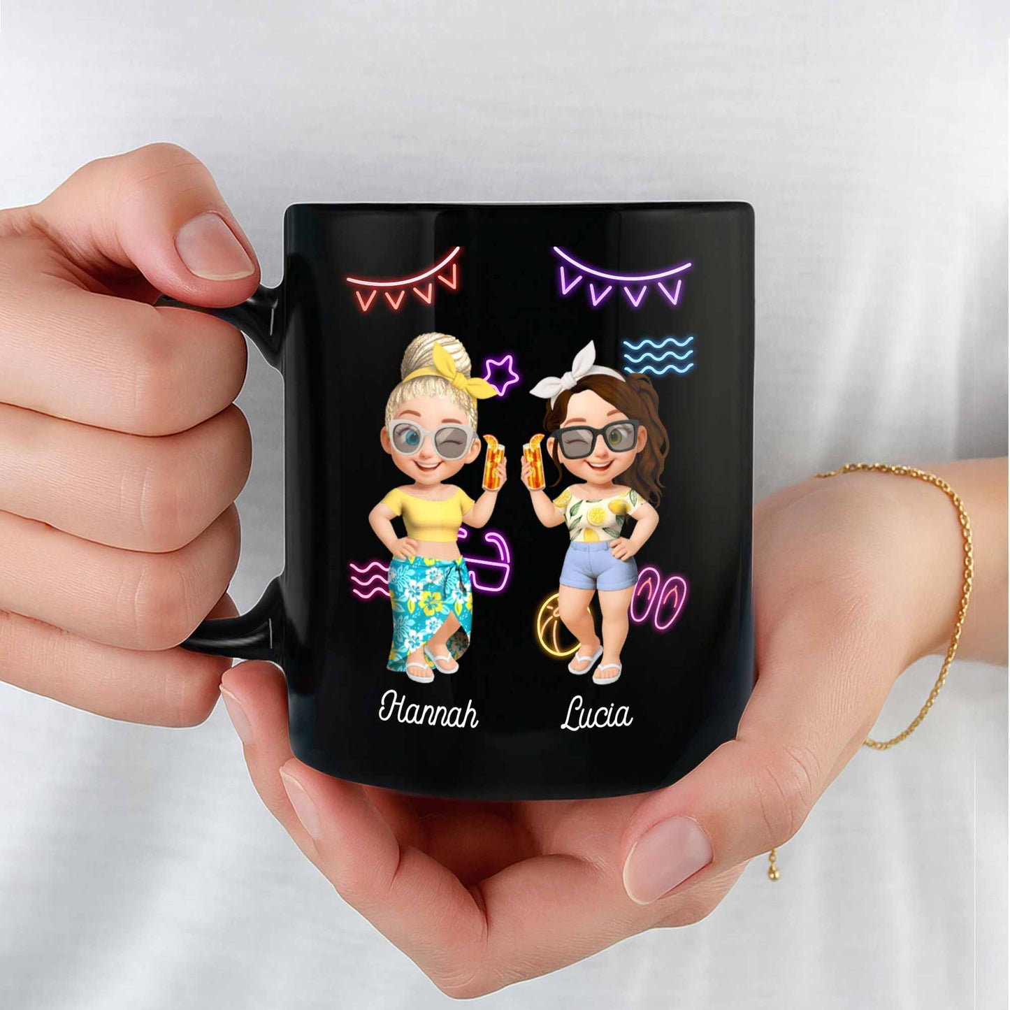 Beaches And Booze And Besties With Beach Symbols And Drinks